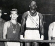 Podiumul categoriei 75 de kg, JO Roma, 1960. A cîştigat Crook (SUA), locul secund-polonezul Walasek, iar pe 3, la egalitate, Monea (primul din stînga, în trening) şi Feofanov (URSS)