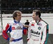 Alain Prost alături de Jacques Villeneuve, fostul pilot din F1 care l-a bătut pe Schumacher. 