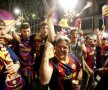 Fanii catalanii au sărbătorit pînă dimineaţă cîştigarea celui de-al treilea titlu consecutiv