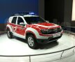 Imagini de la Salonul auto de la Frankfurt, acolo unde Dacia s-a prezentat cu un duster pregătit pentru intervenţiile pompierilor şi cu un Duster pregătit pentru curse