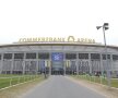 Intrarea principală a stadionului
Commerzbank Arena. Sigla sponsorului are 94 de metri lungime și 8 metri înălțime