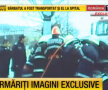 Captură TV: imagine cu Il Luce cu gîtul imobilizat pe targă, după descarcerare