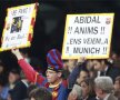 Pancartă de încurajare pentru Abidal. Cu Getafe, francezul a fost ovaționat în minutul 22, numărul său de pe tricoul ”blaugrana”