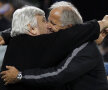 Președintele Louis Nicollin îl îmbrățișează și se bucură după succes cu antrenorul Rene Girard  // Foto: Reuters