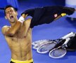 Bucuria lui Djokovici după victoria din meciul cu Wawrinka.