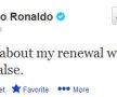 Captură de ecran cu mesajul lui Ronaldo de pe contul său oficial de twitter