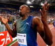 ATLETISM / Reacţia jamaicanului Usain Bolt la finalul cursei de 100 de metri de la Golden Gala Diamond League
