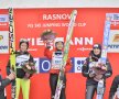 Acesta este podiumului celui de-al doilea concurs de la Rîşnov: Jessica Jerome (SUA), ocupanta locului al doilea, Sara Takanashi, cîştigătoarea, şi Evelyn Insam (Ita), clasată a treia (de la stînga la dreapta)