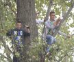 Cei care n-au prins un loc în tribune au făcut poze din copaci // Foto: Alex Nicodim
