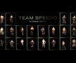 STIL MENDELEEV. 24 de înotători cu 78 de medalii olimpice și 17 recorduri mondiale așezați precum în tabelul periodic al elementelor chimice la lansarea noului echipament Speedo. (foto: reuters)