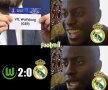 FOTO + VIDEO Peste 30 de glume pe rețelele de socializare după Wolfsburg - Real Madrid 2-0