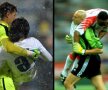 Nici bărbații nu mai sunt ca altădată în fotbal. În stânga, Caparco își cară un coechipier. În dreapta, Stelică arată cum se cară un adversar