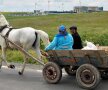 Pe drumul către stadionul din Ovidiu poți întâlni nu doar limuzine de zeci de mii de euro, ci și căruțe // FOTO Raed Krishan (Ovidiu)