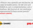 «Pisica» era o poreclă care mă fascina. Am început să studiez pisica. Să văd care sunt calitățile ei, care e comportamentul, care e atitudinea. Am încercat să-mi construiesc temperamentul în baza acestei porecle