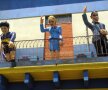 Diego Armando Maradona, Evita Peron şi Carlos Gardel, trei simboluri perene ale Argentinei, te avertizează că în Caminito urmează să faci o baie de culori