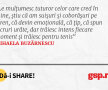 Le mulțumesc tuturor celor care cred în mine, știu că am suișuri și coborâșuri pe teren, că devin emoțională, că țip, că spun lucruri urâte, dar trăiesc intens fiecare moment și trăiesc pentru tenis