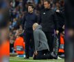 ÎNGENUNCHEAT. Pep Guardiola a sărbătorit ca un copil golul marcat de Sterling în prelungiri. Reușita a fost însă anulată de VAR. City a fost eliminată de Tottenham din UCL, iar tehnicianul spaniol a căzut în genunchi în fața rivalului Pochettino Foto: Reuters