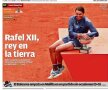 FOTO + VIDEO Rafael Nadal, elogiat de marile publicații după triumful de la Roland Garros » Ce au scris L'Equipe, Marca sau Mundo Deportivo:  „Herculeean, infinit, cel mai bun din istorie”