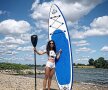 FOTO Pericol pe Rhein » Frumoasa Verona Pooth e pasionată de un sport puțin cunoscut: stand up paddle
