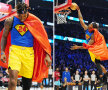 SUPERMAN. Dwight Howard (LA Lakers) a apărut într-o ținută specială la concursul de Slam Dunk din NBA. Jucătorul american și-a personalizat costumul și a adăugat numărul 24 peste logo-ul lui Superman. Un tribut pentru Kobe Bryant, decedat luna trecută. Concursul a fost câștigat de Derrick Jones Jr. Foto: Reuters