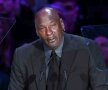 LACRIMI PENTRU KOBE. Legendarul Michael Jordan a fost prezent alături de alte nume mari din NBA la ceremonia ținută în memoria lui Kobe Bryant, la Los Angeles. Jordan a plâns pe durata discursului despre cel pe care l-a numit „fratele meu mai mic” (foto: Reuters)
