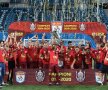 HEGEMONIE ALB-VIȘINIE. CFR Cluj a câştigat al 3-lea titlu consecutiv de campioană a României, al 6-lea din istorie și a urcat pe locul 4 într-o ierarhie all-time al numărului de titluri câștigate în Liga 1! (foto: facebook/@cfr1907)