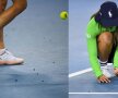 LA CULES DE... GÂNDACI! La duelul palpitant dintre Halep și Tomljanovic și-au făcut apariția și musafiri nepoftiți. Meciul a fost oprit în câteva rânduri pentru ca terenul de pe „Margaret Court” să fie curățat de insecte. În calea invaziei s-au pus copiii de mingi. foto: Imago-Images