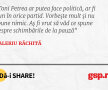 Toni Petrea ar putea face politică, ar fi bun în orice partid. Vorbește mult și nu spune nimic. Aș fi vrut să văd ce spune despre schimbările de la pauză