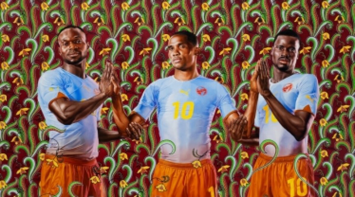 4 picturi cu jucatori de fotbal africani,  comandate de catre PUMA artistului Kehinde Willey