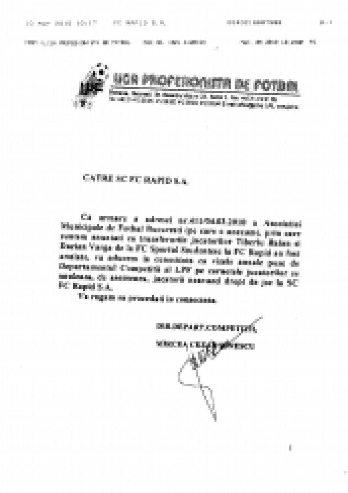 FC Rapid face precizări privind transferurile fotbaliştilor Dacian Varga şi Tibi Bălan