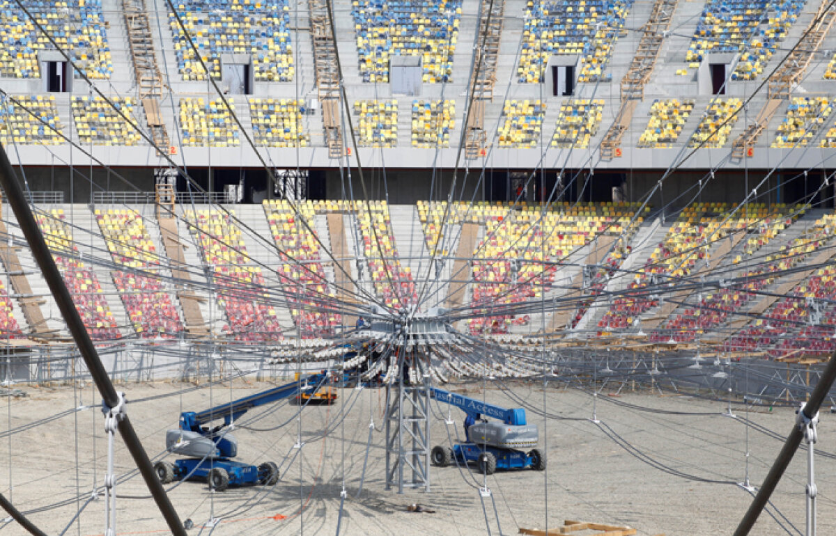 SUPER FOTO / Se ridică acoperişul de 20 de milioane de euro al stadionului "Naţional Arena"