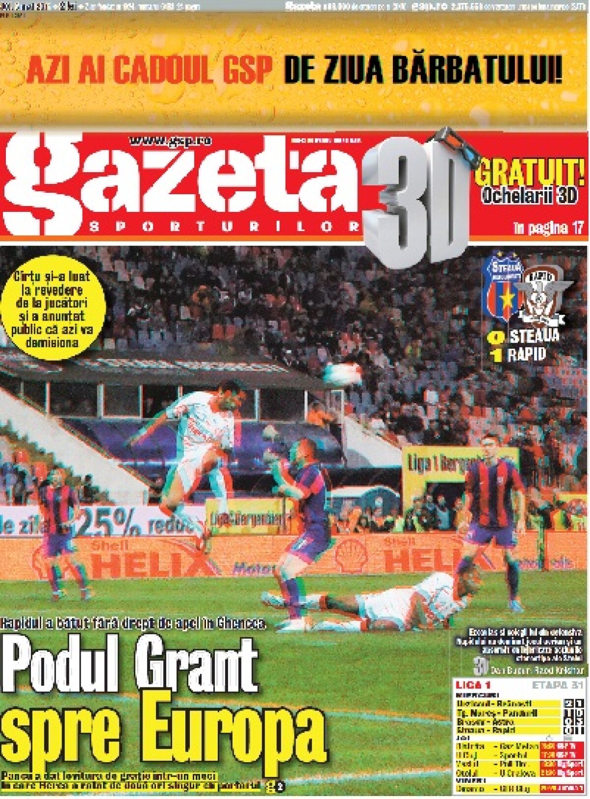 Ceferiştii Cadu, Bud şi Buş au fost primii fotbalişti din Liga 1 care au admirat Gazeta  3D de Ziua bărbatului
