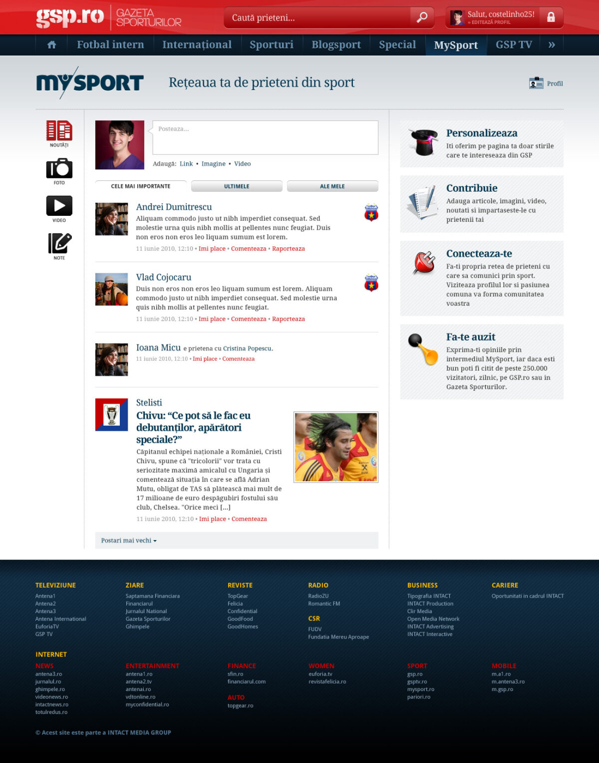 Steaua conduce in topul comunitatilor mySport