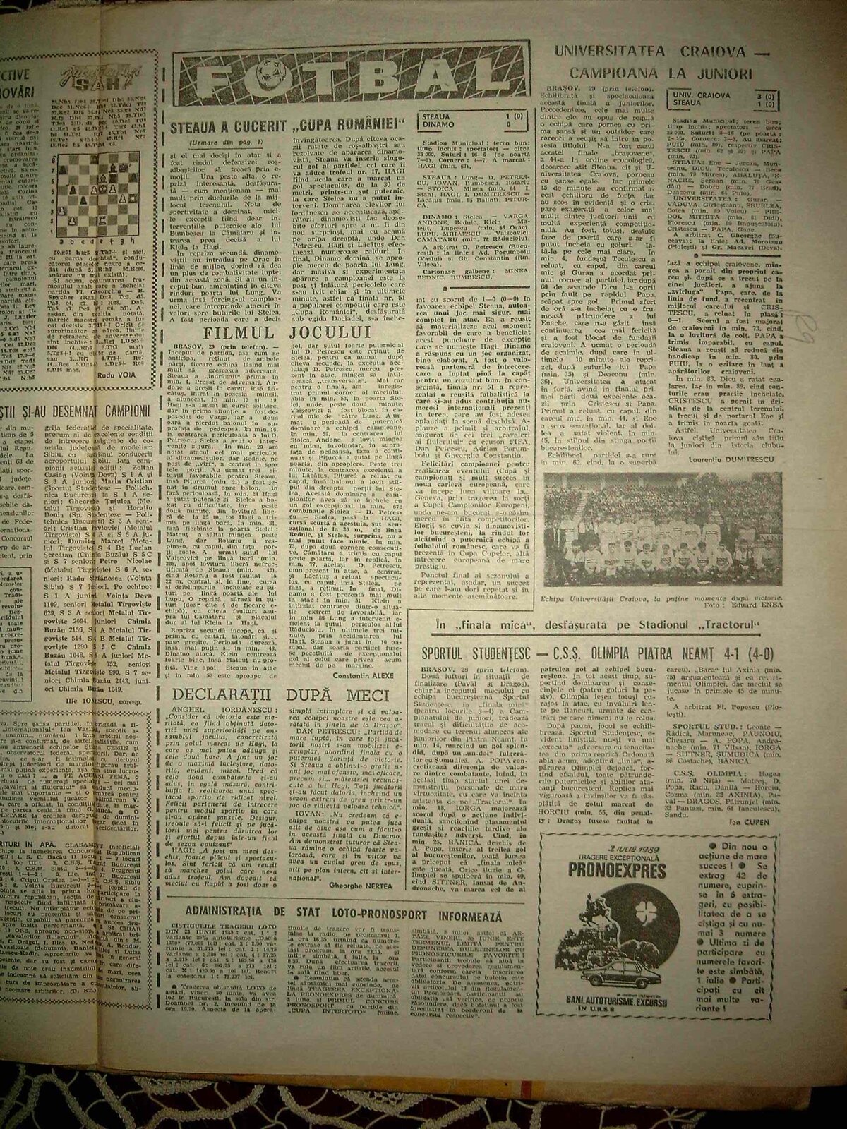 Parfumul vremurilor fără wireless » Citeşte cronica finalei din '89, Steaua - Dinamo 1-0, jucată tot la Braşov