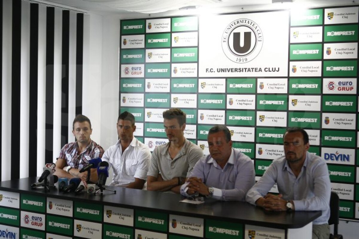 FOTO U Cluj i-a prezentat oficial pe Szukala, Achim şi Nicola. Băjenaru a zis din nou "pas"