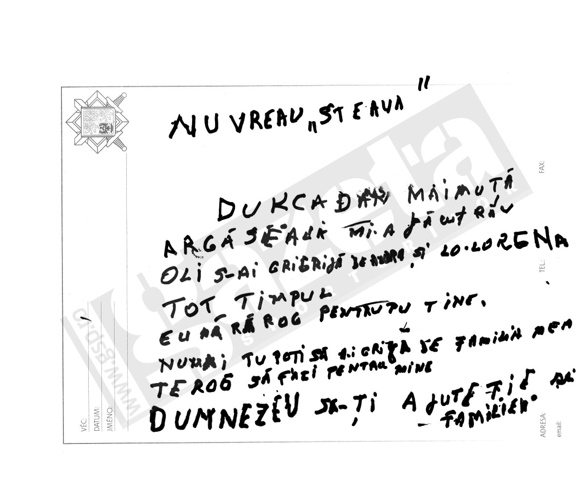 Sameş comunica prin bileţele cu familia sa: "Nu vreau Steaua. Argăseală mi-a făcut rău"