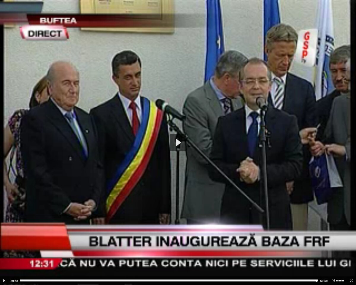 Preşedintele FIFA a inaugurat baza de la Buftea: "Inima mea bate pentru România"