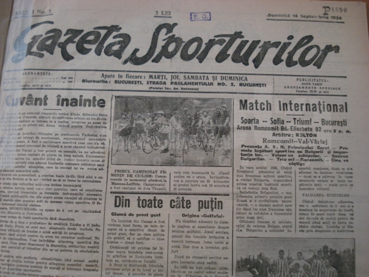 Ziua Gazetei » 87 de ani. Din 1924 în slujba sportului