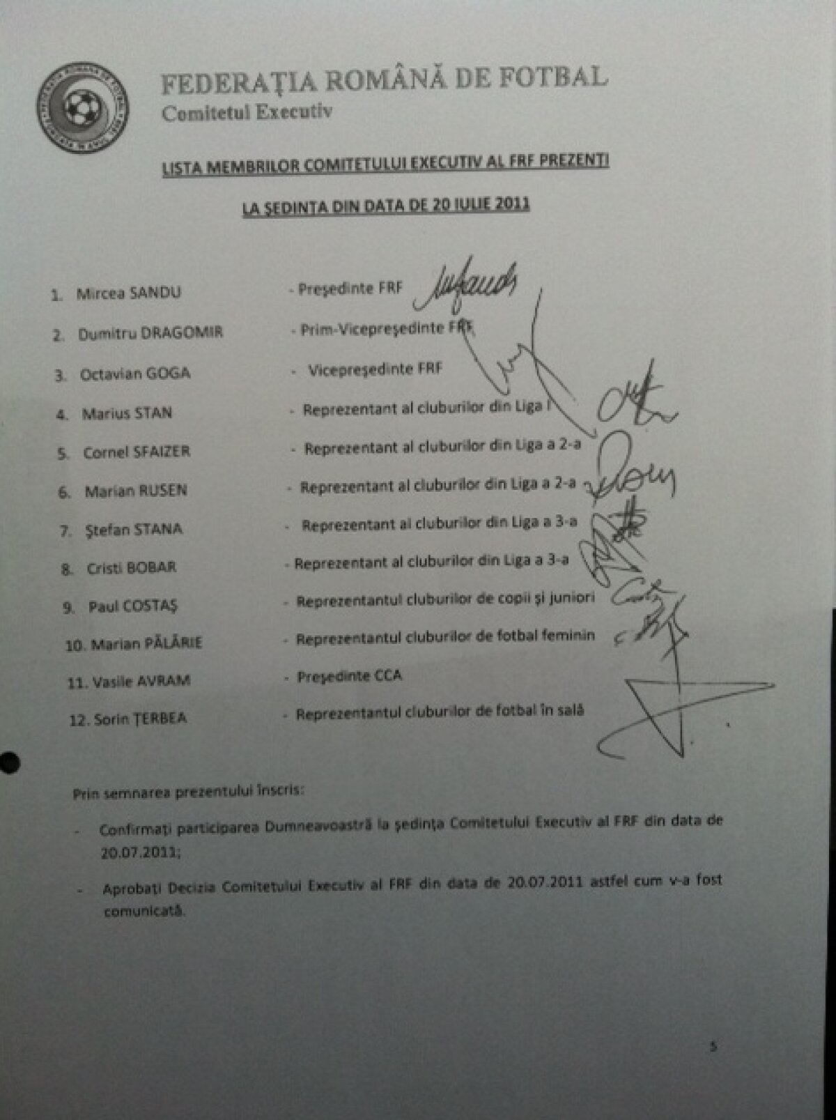 Mititelu prezintă DOVADA: "Dragomir şi Şvaiţer n-au semnat dezafilierea. Restul au semnat condica de prezenţă"