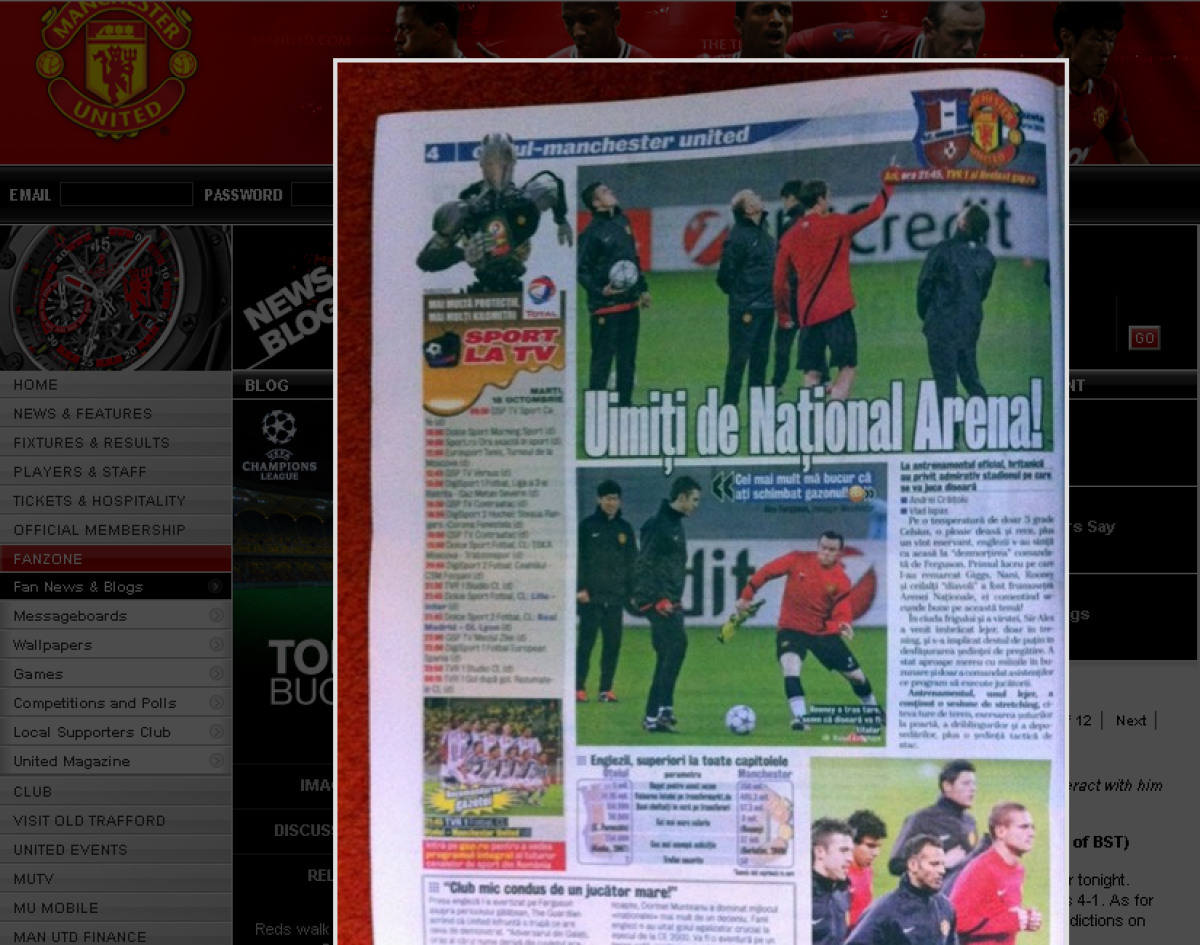 Ferguson, Vidici şi Rooney au citit azi Gazeta ;) Patru pagini pe site-ul oficial