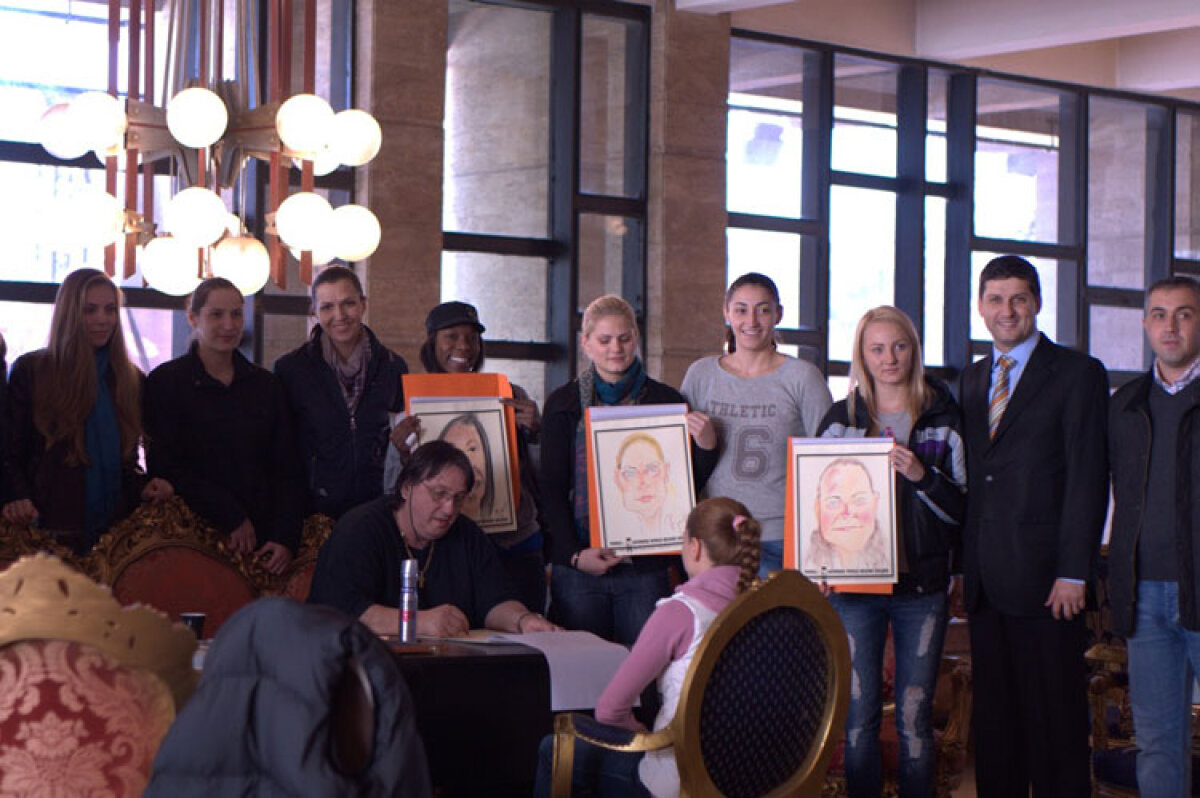 Popa Popa's le-a făcut portretele jucătoarelor de la CSM Tîrgovişte  în mai puţin de 30 de minute