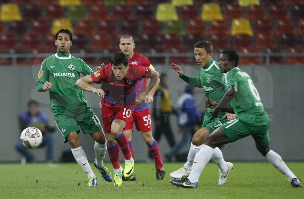 Steaua a cîştigat în 10 oameni în faţa lui Maccabi, 4-2