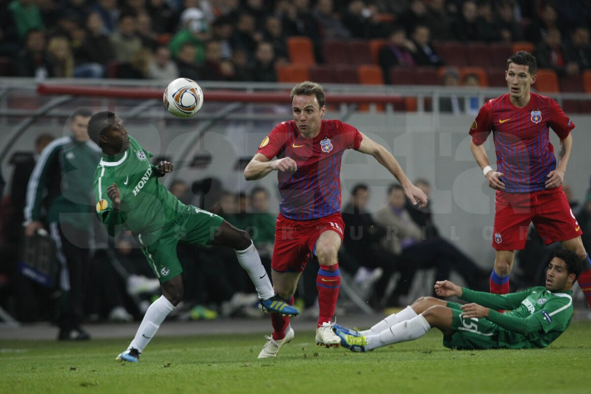 Steaua a cîştigat în 10 oameni în faţa lui Maccabi, 4-2