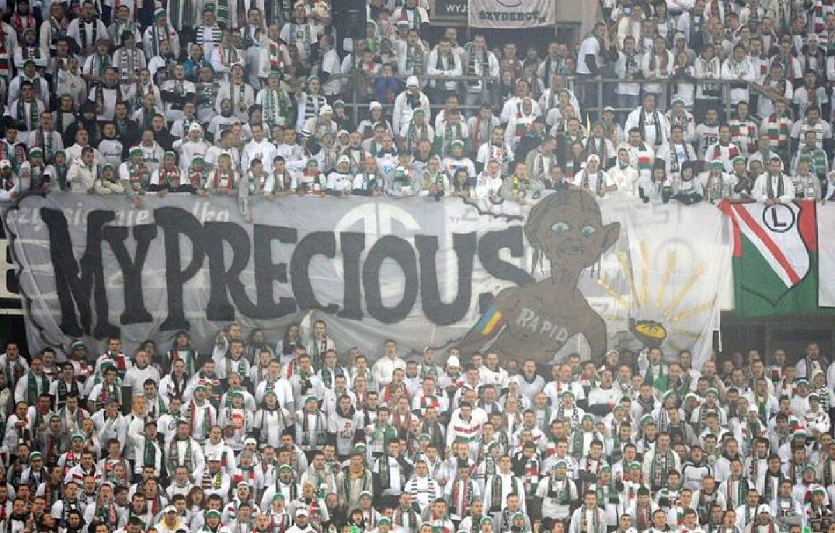 FOTO Au ajuns şi polonezii să ne ia la mişto» Banner defăimător la adresa României şi a Rapidului