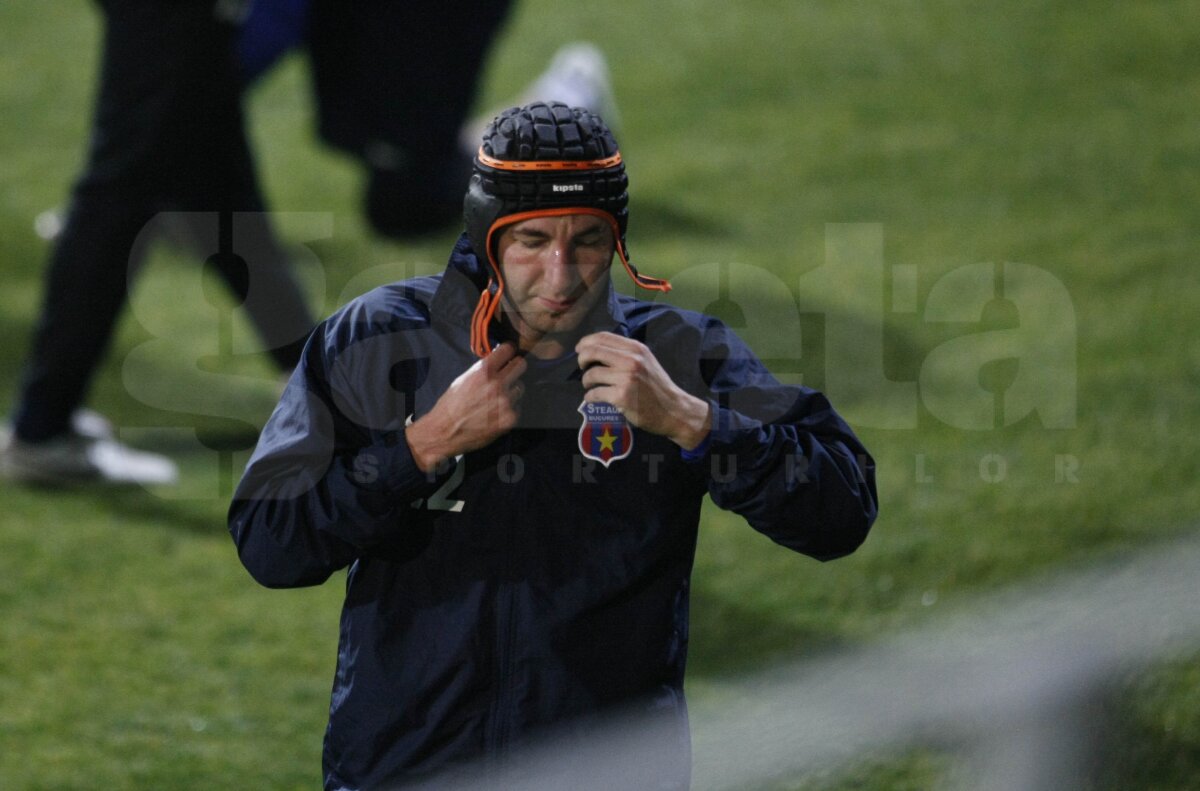 FOTO Antrenamentul răniţilor la Steaua. Galamaz poartă cască, Iliev are mîna în ghips