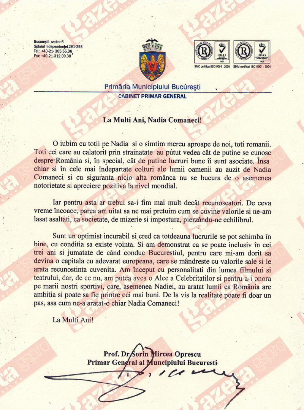 Mesajul lui Sorin Oprescu pentru Nadia: "Să-i fim recunoscători! La mulţi ani!"