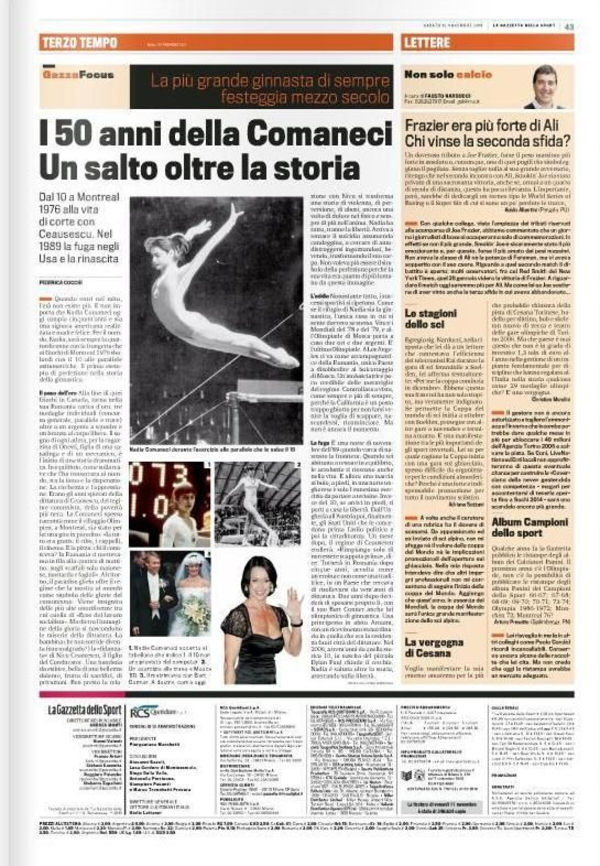 Nadia, sărbătorită şi în presa internaţională