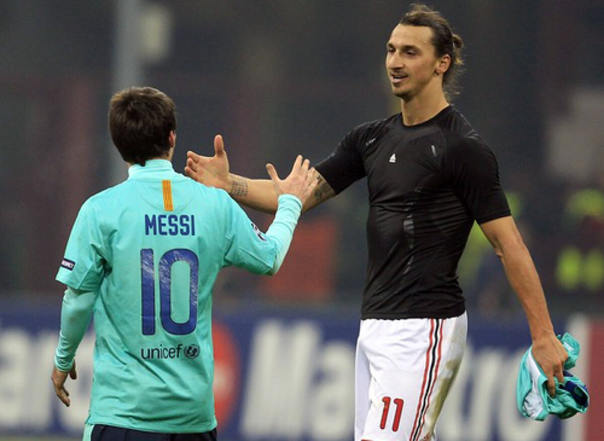 GALERIE FOTO Moment de pus în ramă! » Ibrahimovic l-a felicitat pe Messi după AC Milan - Barcelona 2-3