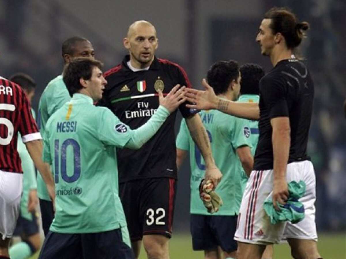 GALERIE FOTO Moment de pus în ramă! » Ibrahimovic l-a felicitat pe Messi după AC Milan - Barcelona 2-3