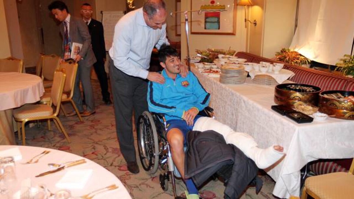 FOTO Şoc anunţat » Villa şi-a fracturat tibia în semifinala cu Al Sadd (4-0)